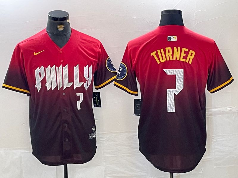 Men Philadelphia Phillies #7 Turner Red City Edition Nike 2024 MLB Jersey style 4->philadelphia phillies->MLB Jersey